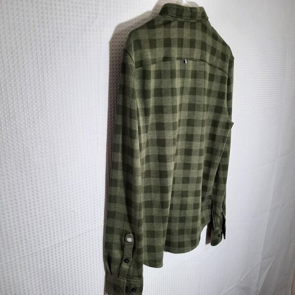Stone Rose Small Dress Shirt Green Stretch Plaid Long Sleeve Hi-Tech Casual - Picture 5 of 5